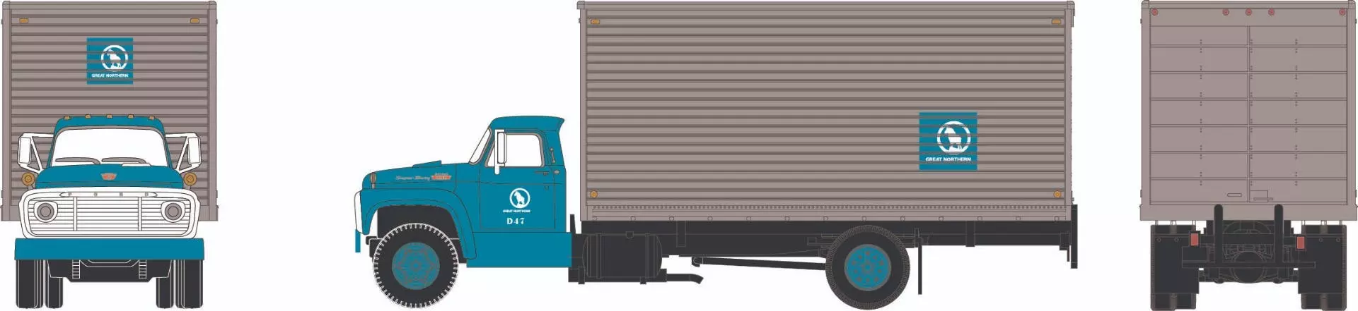 Athearn 10037 HO Ford F850 Box Van Great Northern #D47
