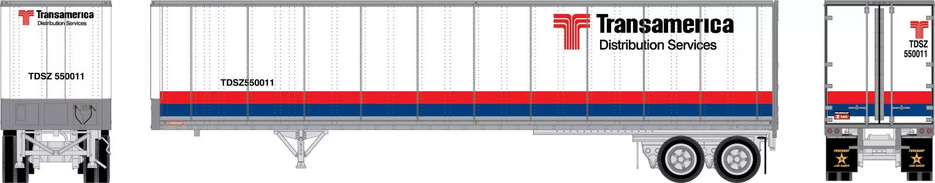Athearn 16145 HO 45ft Fruehauf Z Van Trailer Transamerica #550011