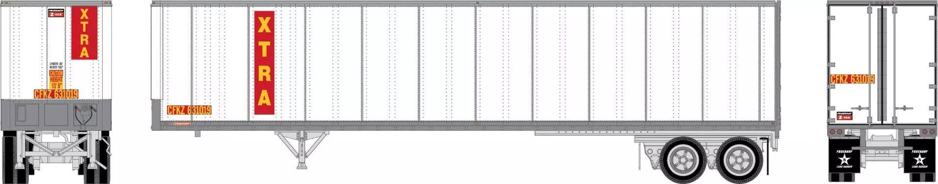 Athearn 16147 HO 45ft Fruehauf Z Van Trailer Xtra Lease #631019