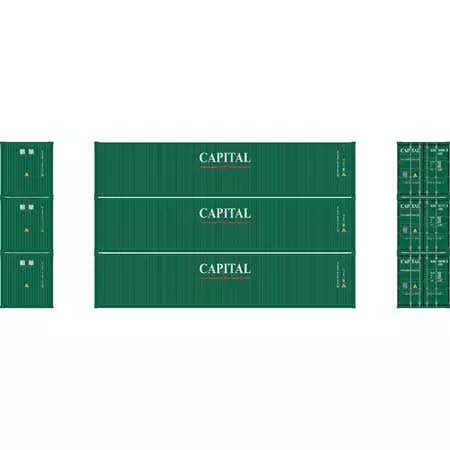 Athearn 16386 HO 40ft Low Cube Container - Capital (3 Pack)