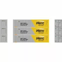 Athearn 16392 HO 40ft Low Cube Container - Herc Rentals (3 Pack)