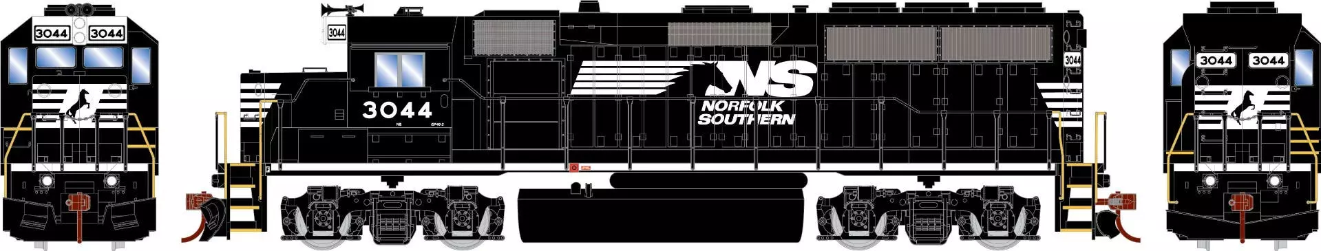 Athearn 18267 HO EMD GP40-2 Diesel Locomotive Norfolk Southern #3044 DCC Ready