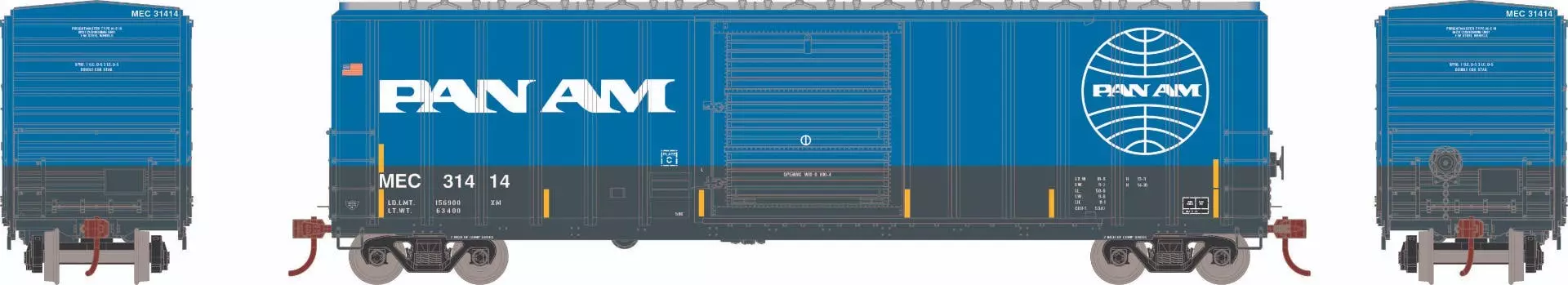 Athearn 18701 HO 50ft FMC 5347 Boxcar Pam Am Railways #31414