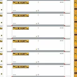 Athearn 28017 HO 48ft Container JB Hunt #701125/701189/701246/701277/701343/701421 6 Pack