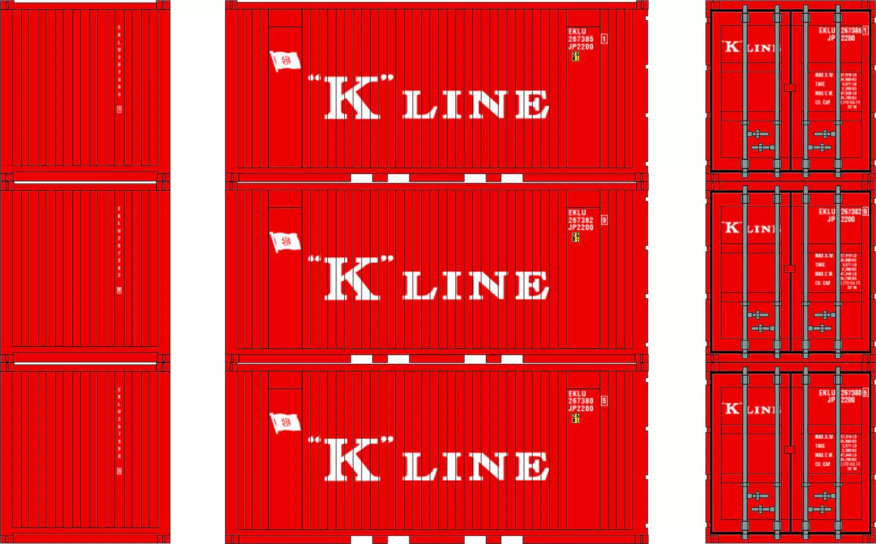 Athearn 28072 HO 20ft Corrugated Container With Panels K-Line #2673805 / 2673829 / 2673851