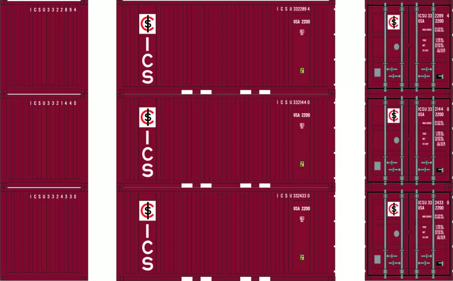 Athearn 28075 HO 20ft Corrugated Container With Panels Integrated Container Service #3321440 / 3322894 / 3324330