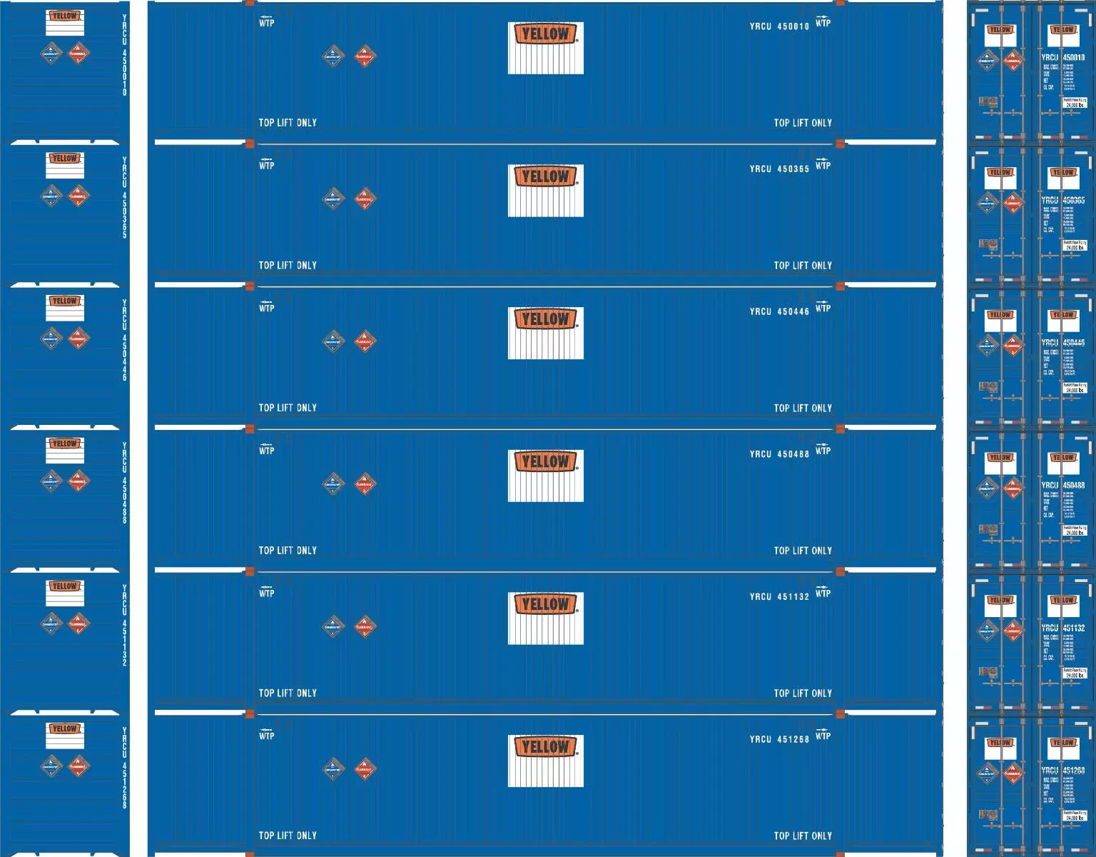 Athearn 28521 HO 53ft CIMC Container Yellow 6 Pack
