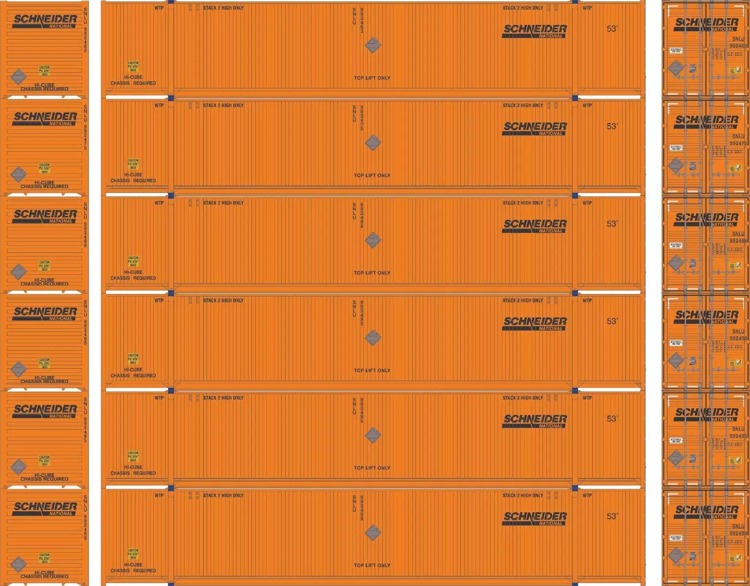 Athearn 28523 HO 53ft CIMC Container Schneider 6 Pack