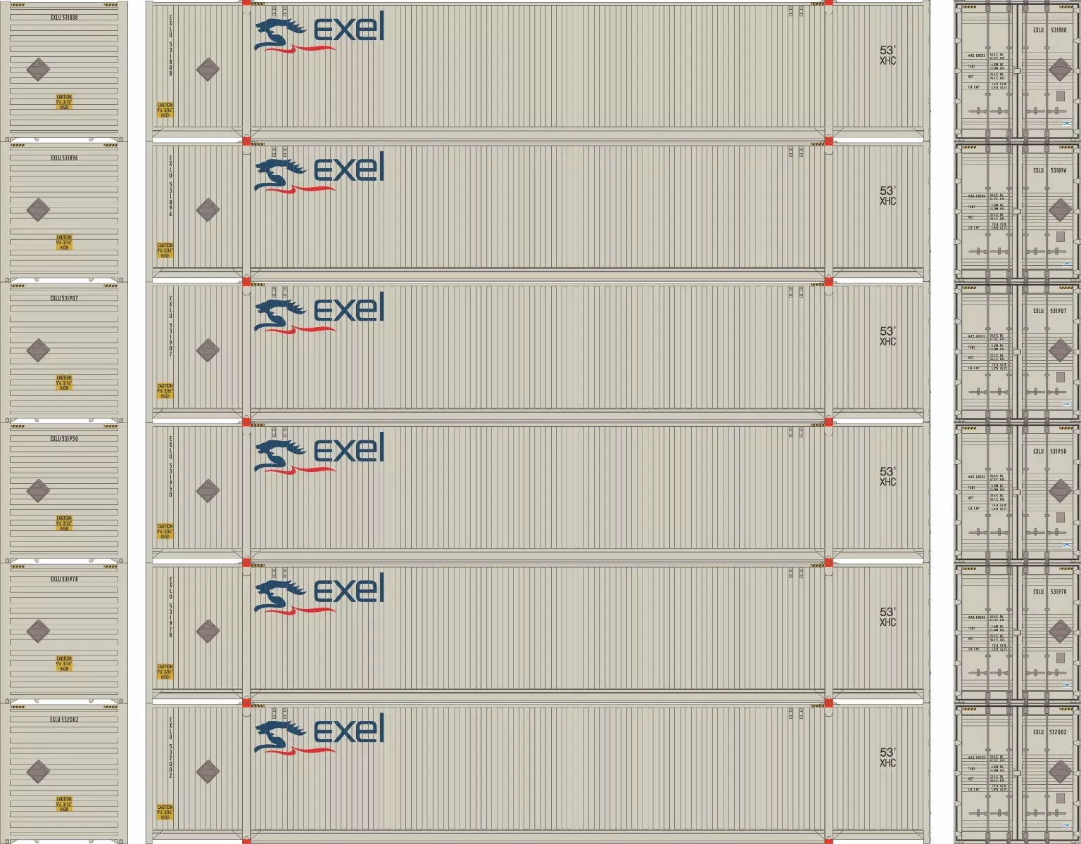 Athearn 28525 HO 53ft CIMC Container Exel 6 Pack