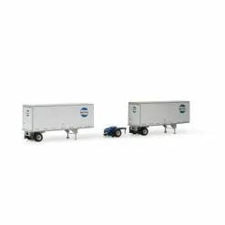 Athearn #29042 HO RTR 28' Trailers W/Dolly Motor Cargo