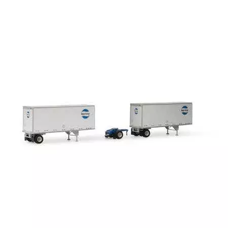 Athearn #29042 HO RTR 28' Trailers W/Dolly Motor Cargo