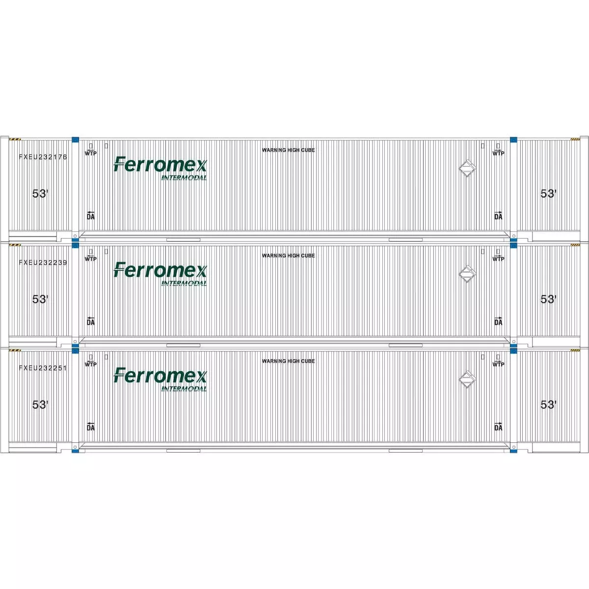 Athearn #29365 53' Jindo Container FROMX #1 (3 Pack)
