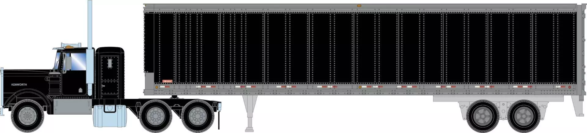 Athearn 41086 HO RTR Kenworth Tractor With 45ft Smooth Side Trailer Black
