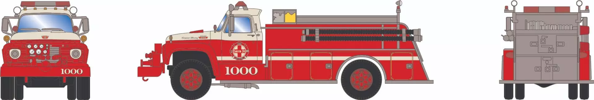 Athearn 4571 HO Ford F850 Pumper Santa Fe #1000