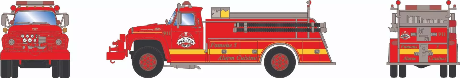 Athearn 4576 HO Ford F850 Pumper Firehouse Diner #911