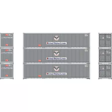Athearn 63389 HO 40' Smooth Side Container - USLU (3pcs)
