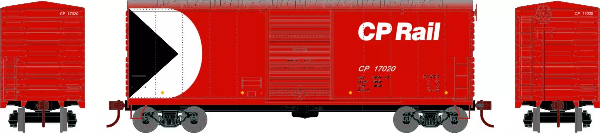 Athearn 67966 HO 40ft Modernized Boxcar Burlington Northern #17020