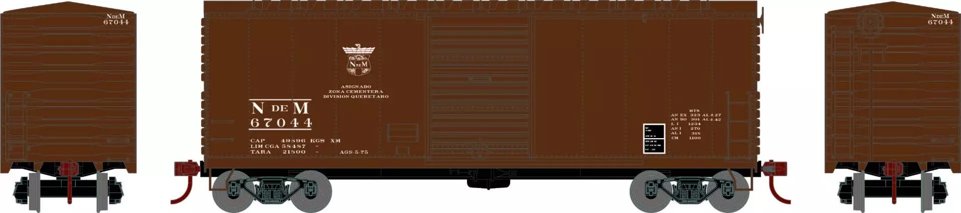 Athearn 67979 HO 40ft Modernized Boxcar Nacionales De Mexico #67044