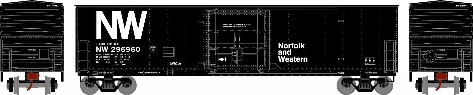 Athearn 71056 HO 50ft Superior Plug Door Box Car Norfolk And Western #296960