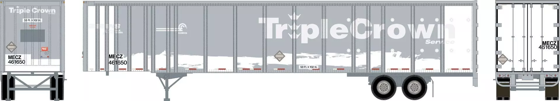 Athearn 72821 HO 53ft Wabash Plate Trailer TripleCrown #461650 Primed For Grime