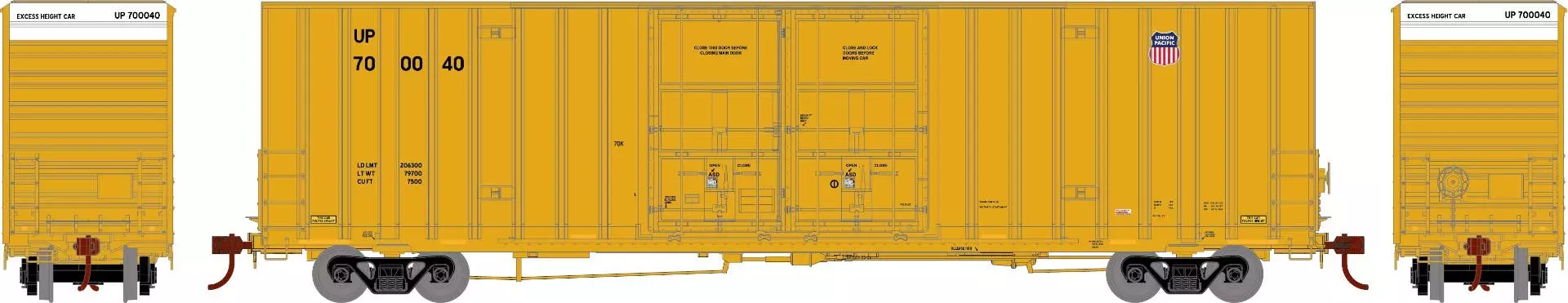 Athearn 75312 HO 60ft Gunderson Double Door High-Cube Box Car Union Pacific #700040