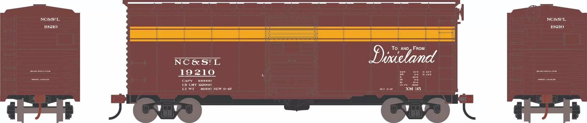 Athearn 75340 HO 40ft Youngstown Door Box Car Nashville, Chattanooga, And St. Louis Railway #19210