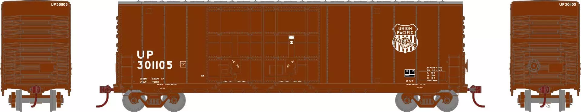 Athearn 88193 HO 50ft High Cube Double Plug Door Box Car Union Pacific #301105