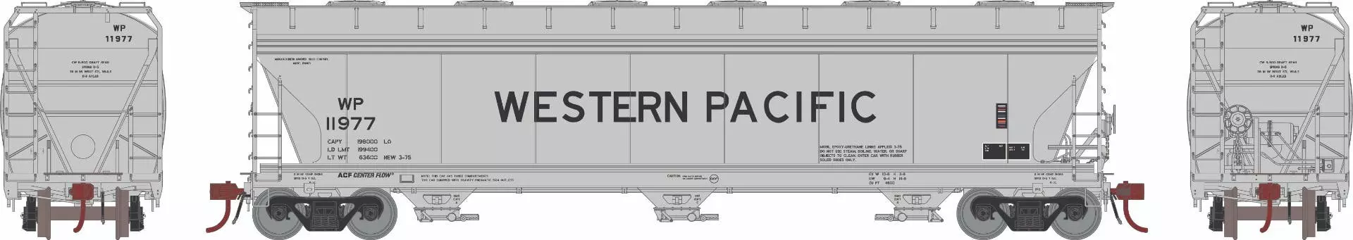 Athearn 12954 N ACF 4600 Covered Hopper Western Pacific #11977