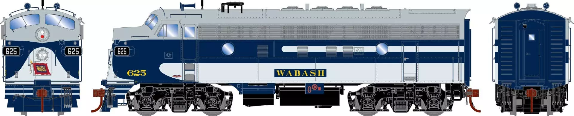 Athearn G19689 HO EMD F-Unit Series Wabash #625 With Sound