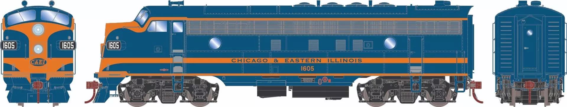 Athearn G19710 HO EMD FP-Unit Series Diesel Locomotive Chicago And Eastern Illinois #1605 With Sound