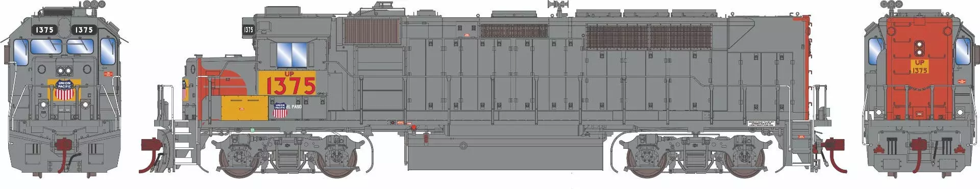 Athearn G64927 HO EMD GP40P-2 Union Pacific #1375 With Sound Prime For Grime
