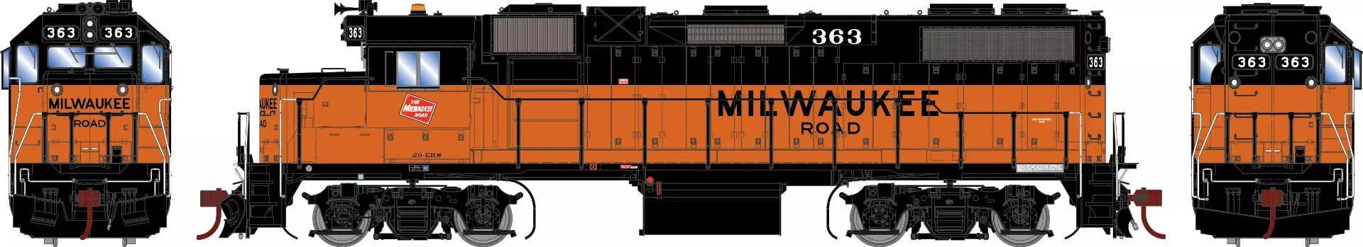 Athearn G71742 HO EMD GP38-2 Diesel Locomotive Milwaukee Road #363
